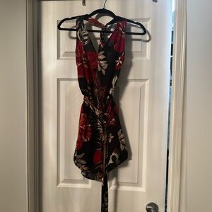 Dynamite Floral Halter Romper with Belt